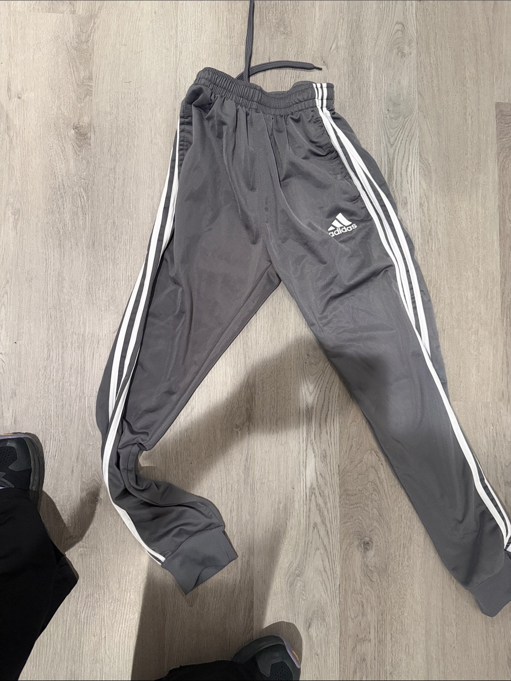 adidas Gray Jogger Pants with White Side Stripes